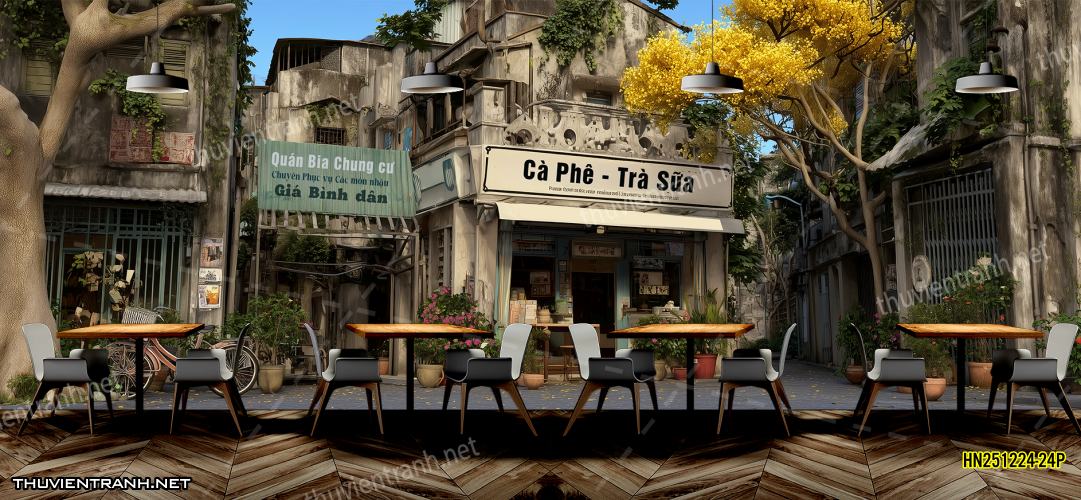 Tranh dán tường Phố cổ Hà Nội, Phố xưa - -HN251224-24P - Tranh tường chất lượng cao